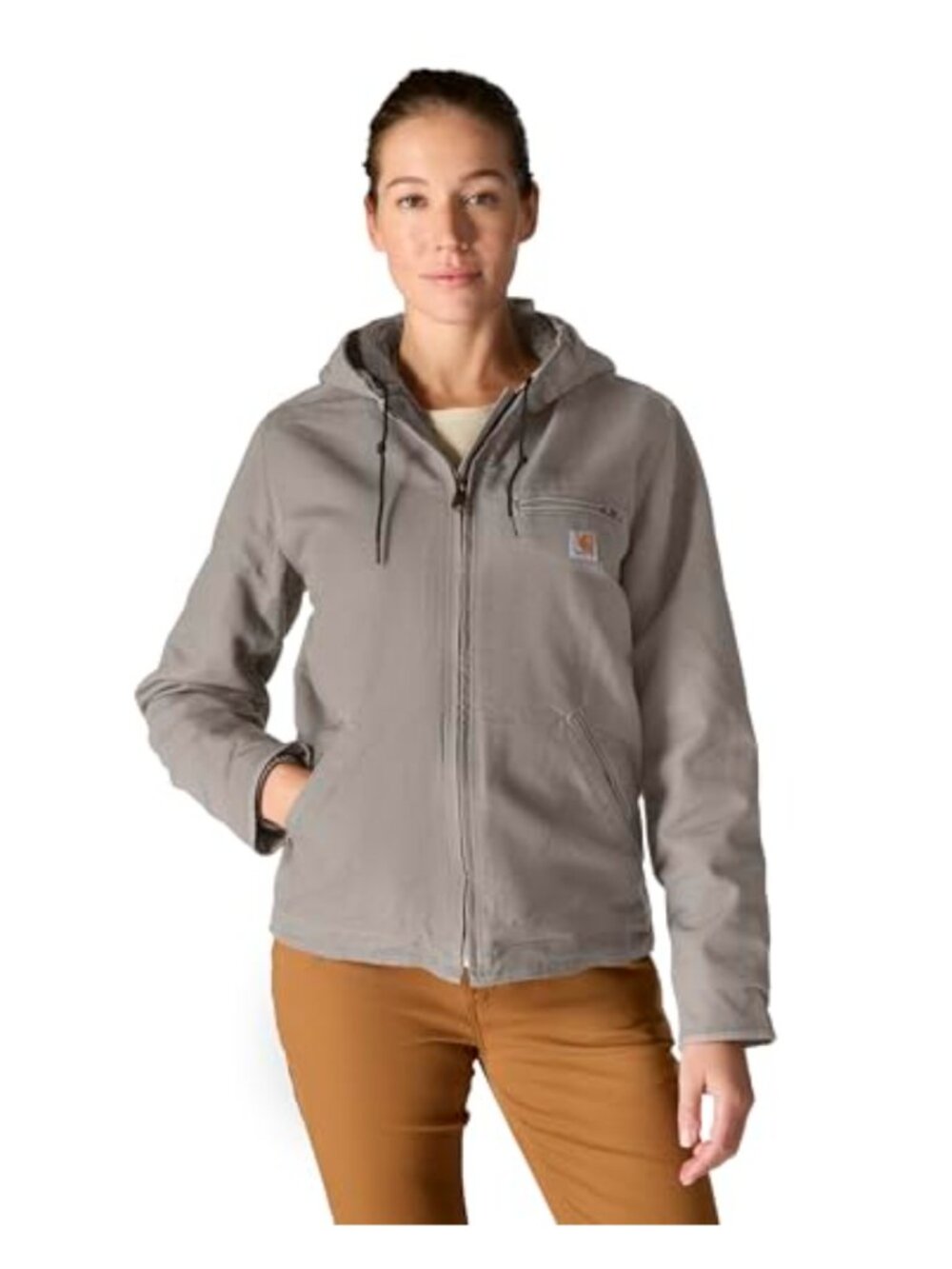 Loose Fit Washed Duck Sherpa Lined Hooded Jacket Anorak Outerwear